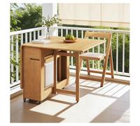 Set di tavolo e sedie in legno massello pieghevole ed estensibile for sala da pranzo (4 sedie + cassetto) - Multifunzionale, impermeabile e antimacchia, non richiede assemblaggio complesso