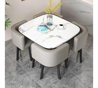 Set di tavolo e sedie per 4 persone, forma rotonda/quadrata, per sala conferenze, ufficio, reception, negoziazione aziendale, ideale per cucina, sala da pranzo e uso dinette
