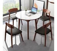 Set di tavolo e sedie per ufficio commerciale per 4 persone, per il tempo libero e la reception, per club, caffetteria, sala pausa, casa, soggiorno e balcone, color noce, 27.5in / 70 cm