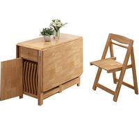Set di tavolo e sedie pieghevoli in legno massiccio con ruote per mobili da cucina e sala da pranzo salvaspazio