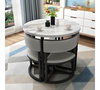 Set di tavolo e sedie salvaspazio, 4 pezzi, tavolo da pranzo rotondo e sedie basse, per soggiorno, cucina, conferenze e ricevimenti