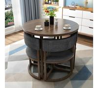 Set di tavolo e sedie salvaspazio, 4 pezzi, tavolo da pranzo rotondo per soggiorno, cucina, conferenze, ricevimenti, design elegante e compatto per piccoli spazi