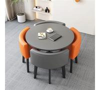 Set di tavolo e sedie, tavolo rotondo da pranzo con schienale morbido, traspirante, stile moderno, tavolo da conferenza e 4 sedie, salvaspazio, tavolo da ricevimento e sedie (grigio rotondo 2 grigio+2
