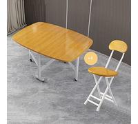 Set di tavolo pieghevole salvaspazio da cucina, con 4 sedie mobili e ruote a 360°, design compatto, per piccoli spazi, giallo (100 x 60 cm)