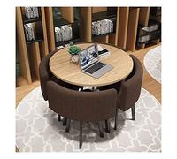 Set di tavolo rotondo con sedie, semplice cotone e lino, tavolino da caffè per bar, balcone, soggiorno, ufficio riunioni