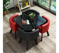 Set di tavolo rotondo da conferenza, 1 tavolo rotondo e 4 sedie, set da cucina da 5 pezzi, perfetto per il bar della colazione, 80 x 75 cm, elegante e funzionale