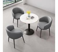 Set di tavolo rotondo da conferenza con 3 sedie in pelle PU, mobili per ufficio e sala riunioni, elegante combinazione di tavolini e sedie, per ricevimenti e negoziati