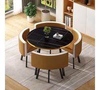 Set di tavolo rotondo da conferenza con 4 sedie, 5 pezzi, per cucina o sala da pranzo, set di mobili rotondi con bar per la colazione, 80 x 74,9 cm, set di tavolo e sedie #19