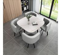 Set di tavolo rotondo da conferenza e sedie, 5 pezzi, tavolo rotondo per bar, cucina, sala da pranzo, 80 x 74,9 cm, 1 tavolo e 4 sedie, elegante set di mobili per riunioni e pasti