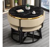 Set di tavolo rotondo da conferenza per 4 persone, tavolo da cucina e ufficio retrò con 4 sedie, elegante tavolo per il tempo libero per salotto e soggiorno