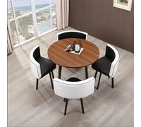 Set di tavolo rotondo da cucina con 4 sedie, 5 pezzi, salvaspazio, per casa e ufficio, perfetto per colazione o conferenza