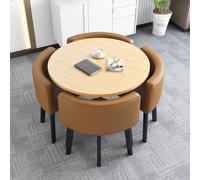 Set di tavolo rotondo e sedie per 4 uffici, reception, scrivania negoziale con seduta imbottita, ideale per casa, balcone, caffetteria, sala pausa