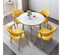 Set di tavolo rotondo e sedie per il tempo libero, 4 tavolini e sedie, combinazione balcone soggiorno tavolo da pranzo ufficio reception negoziazione tavolo e sedia combinazione (colore: giallo)