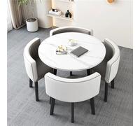 Set di tavolo rotondo e sedie, tavolo rotondo da pranzo con schienale morbido, traspirante, stile moderno, tavolo da conferenza e 4 sedie, salvaspazio (grigio chiaro e bianco)