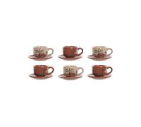 Set di tazze con piattini - Home ESPRIT - Set di 6 - Multicolore - 18x20x20 cm - 180 ml - Uni - Terra cotta