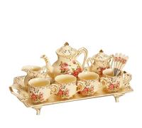 Set di tazze da caffè e tè in ceramica con piattino, eleganti tazze da tè per colazione e pomeriggio, perfette per la casa e come regalo, elegante ideale per gli amanti del caffè
