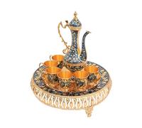 Set di tazze da caffè e teiera europea, 1 teiera e 6 tazze, per decorazione da tavolo, soggiorno, sala da pranzo, azienda, ingresso (blu scuro)