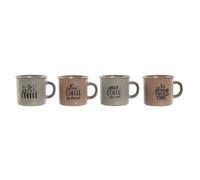 Set di Tazze da Caffè Home ESPRIT Azzurro Rosa Gres 180 ml