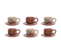 Set di Tazze da Caffè Home ESPRIT Giallo Beige Terracotta Lilla Metallo Dolom