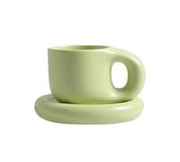Set di tazze da caffè in ceramica da 295 ml, tazze da cappuccino in porcellana per latte, set di tazze da caffè con piattini abbinati, per bevande speciali di caffè, latte, caffè, caffè, tè