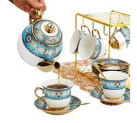 Set di tazze da caffè in ceramica europea, set da soggiorno tazza d'acqua, caffè di lusso nordico semplice pomeriggio tè e set teiera stile barocco