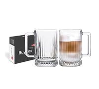 Set di Tazze da Caffè in Vetro - Bicchieri da Latte con Manici per Bevande Calde, Tè, Cappuccino e Birra - 310 ml/10,4 oz