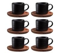 Set di tazze da cappuccino, 6 x 160 ml, servizio da caffè in gres porcellanato, set da 12 pezzi, per 6 persone, tazze con piattino, set di tazze da caffè, elegante include cucchiaino da caffè,