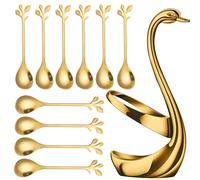 Set di tazze da portata per frutta a forma di cigno, cucchiai da dessert in acciaio inox dorato con 10 forchette, espositore unico per frutta e dolci
