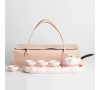 Set Di Tazze Da Tè Accessori per il tè Pentola con manico laterale in giada grassa di pecora Kung Fu Teiera Anti scottatura Set da in ceramica rosa bollitore infusore per Set Da Tè Pomeridiano(B)