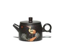 Set Di Tazze Da Tè Bollitore In Argilla Modello Di Gru Significato Salute Longevità Puer Kung Fu Teiera Pura Fatta A Mano Yixing Sabbia Oro Nero 170ML Set Da Tè Pomeridiano