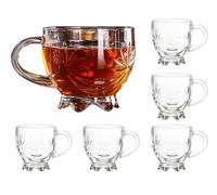 Set di tazze da tè e caffè in vetro classico, di alta qualità, da 6 a 210 ml, per espresso trasparente, cappuccino, cioccolata calda, tazza per latte, tè verde, tè alle erbe, tè al limone (fiore, 6)