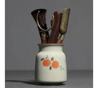 Set Di Tazze Da Tè Ebano Legno Massiccio Kung Fu Tea Set Accessori Tè Fare Strumento Clip Dipinto A Mano Rosso Persimmon Cerimonia Del Sei Signori Set Da Tè Pomeridiano
