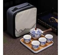 Set Di Tazze Da Tè Fiore Portatile Squisito Cinese Gongfu Kung Fu Set Tè Teiera In Ceramica In Legno Maniglia Laterale Pentola Tazza Articoli Attrezzature Set Da Tè Pomeridiano(C1)