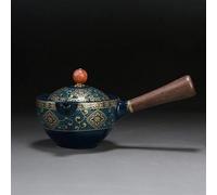 Set Di Tazze Da Tè Fiore Portatile Squisito Cinese Gongfu Kung Fu Set Tè Teiera In Ceramica In Legno Maniglia Laterale Pentola Tazza Articoli Attrezzature Set Da Tè Pomeridiano(A2)