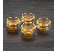 Set di tazze da tè in vetro trasparente a doppio strato resistente al calore, piccole tazze da degustazione, tazze da tè cinesi, tazze da tè cinesi, set da viaggio per gli amanti del tè (50 ml-4 pezzi