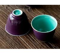 Set Di Tazze Da Tè Kung Fu Cinese Accessori Per La Cerimonia Del Tè Puer 2 Pz/set 45ml Fatti A Mano Viola Smalto Ceramica Tea Maker Ciotola Da Personal Master Cup Set Da Tè Pomeridiano