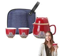 Set di tazze da tè portatili in ceramica, set di teiera in ceramica - Set di tazze da tè Set di teiera portatile gatto fortunato,Servizio da tè in porcellana con colino a