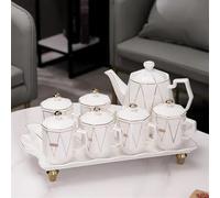 Set Di Tazze Da Tè Set Ceramica Tazza Caffè Tè Marmorizzato Grigio Stile Nordico 1 Pentola 6 Tazze Vassoio Articoli Decorazione Bar Set Da Tè Pomeridiano(H)