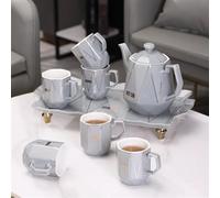 Set Di Tazze Da Tè Set Ceramica Tazza Caffè Tè Marmorizzato Grigio Stile Nordico 1 Pentola 6 Tazze Vassoio Articoli Decorazione Bar Set Da Tè Pomeridiano(C)