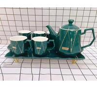 Set Di Tazze Da Tè Set Ceramica Tazza Caffè Tè Marmorizzato Grigio Stile Nordico 1 Pentola 6 Tazze Vassoio Articoli Decorazione Bar Set Da Tè Pomeridiano(B)