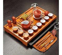 Set Di Tazze Da Tè Set da tè Kung Fu in argilla viola, bicchieri, tazza, zuppiera, infusore, cerimonia del cinese con Set Da Tè Pomeridiano(B)