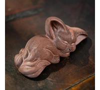 Set Di Tazze Da Tè Set Da Tè Per La Casa Decori Regali Yixing Cinese Scultura In Argilla Viola Tea Pet Statua Di Volpe Fortunata Set Da Tè Pomeridiano(B)