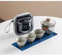 Set Di Tazze Da Tè Set Da Tè Viaggio Tazza Rapida Dipinta A Mano Affari Personali Una Pentola Tre Tazze Portatile Kung Fu Per Esterni Set Da Tè Pomeridiano(Type-A)