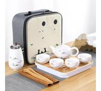 Set Di Tazze Da Tè Set Per Cerimonia Tè Kung Fu Rotante Cinese Automatico Rende Teiera Ceramica Domestica Portatile Viaggio Set Da Tè Pomeridiano(J)