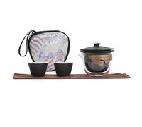 Set Di Tazze Da Tè Set Tè Kung Portatile Viaggio Ceramica Tazza Per Ospiti Veloce Persona Singola Una Pentola Due Tazze Ciotole Per Antiscottatura Vetro Set Da Tè Pomeridiano(Matte black)