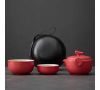 Set Di Tazze Da Tè Set Tè Viaggio Gongfu Ceramica Splendido Teiera Cinese Con 2 Tazze Custodia Portatile Set Da Tè Pomeridiano(D)