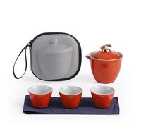 Set Di Tazze Da Tè Set Tè Viaggio Portatile Esterno Con Vassoio Tazza Crepa Kung Fu Una Pentola Tre Tazze Set Da Tè Pomeridiano(B)
