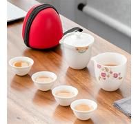Set Di Tazze Da Tè Set Tè Viaggio Una Pentola Quattro Tazze Utensili In Porcellana Bianca In Ceramica Kung Fu Borsa Stoccaggio Portatile Set Da Tè Pomeridiano(D)