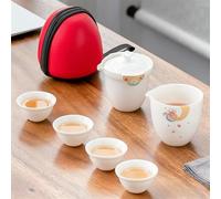 Set Di Tazze Da Tè Set Tè Viaggio Una Pentola Quattro Tazze Utensili In Porcellana Bianca In Ceramica Kung Fu Borsa Stoccaggio Portatile Set Da Tè Pomeridiano(C)