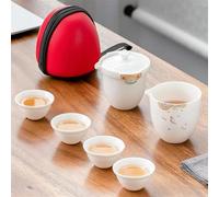 Set Di Tazze Da Tè Set Tè Viaggio Una Pentola Quattro Tazze Utensili In Porcellana Bianca In Ceramica Kung Fu Borsa Stoccaggio Portatile Set Da Tè Pomeridiano(E)